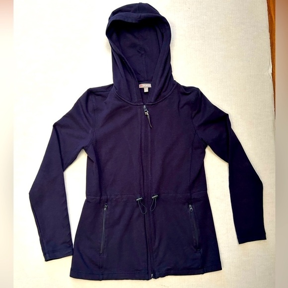 Talbots light weight navy blue full zip up hooded jacket Sz-SP  O17 - Picture 1 of 10